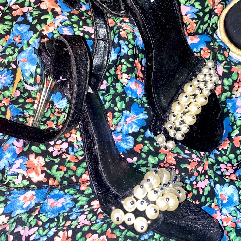 Embellished Pearl clear heel sandals